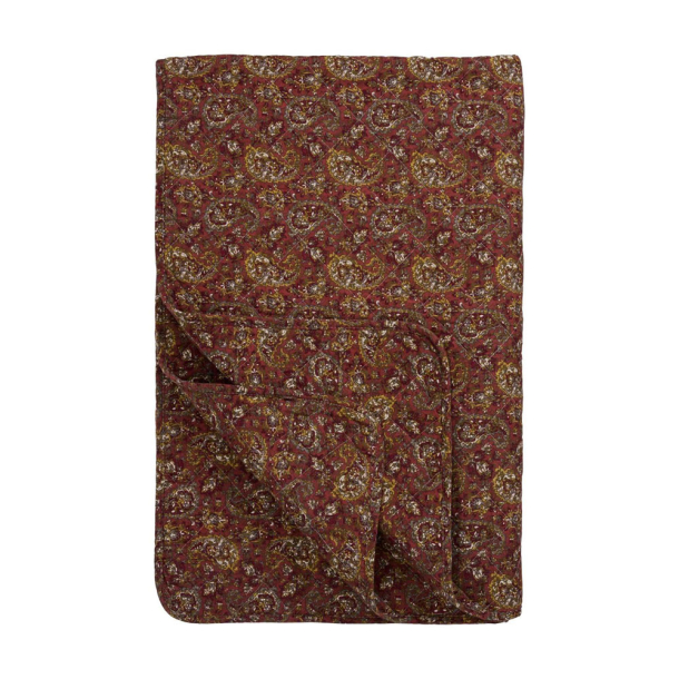Quilt - M�rkrosa, gr� og gr�nt paisleym�nster