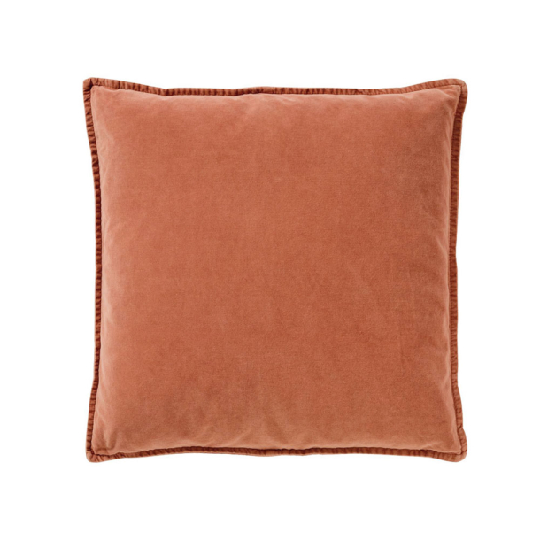 Stenvasket pudebetr�k i br�ndt orange velour