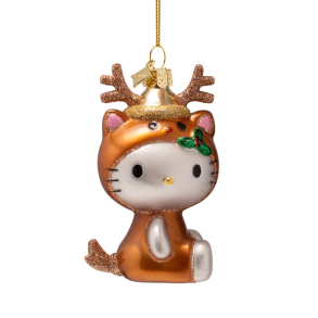 Hello Kitty glaskugle med rensdyrkostume