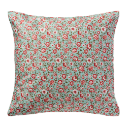 Pudebetr�k 60x60 cm. - m/rustfarvede blomster og gr�nne blade