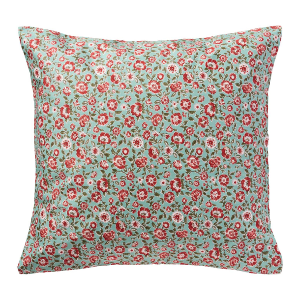 Pudebetr�k 60x60 cm. - m/rustfarvede blomster og gr�nne blade