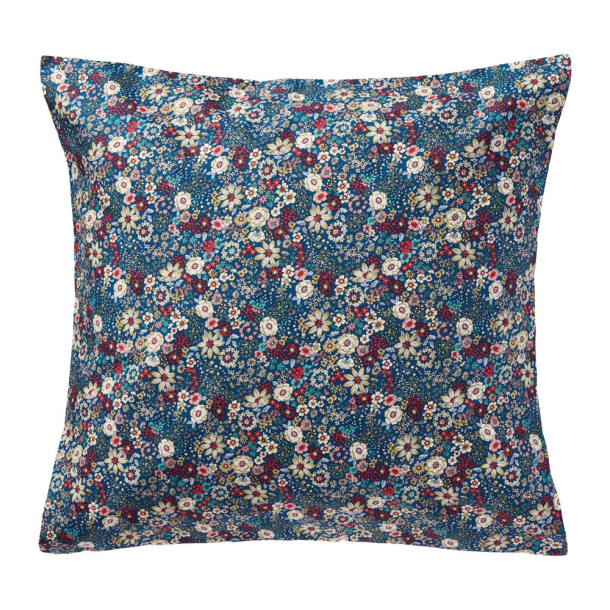 Pudebetr�k 60x60 cm. - m/off white, r�de, bl� og rosa blomster