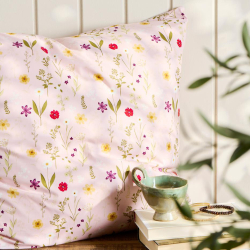 Pudebetrk 60x60 cm. - rosa med havens blomster