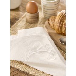 Stofserviet broderet - Hvid