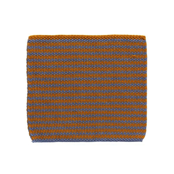 Strikket karklud - bl�/sennepsgul