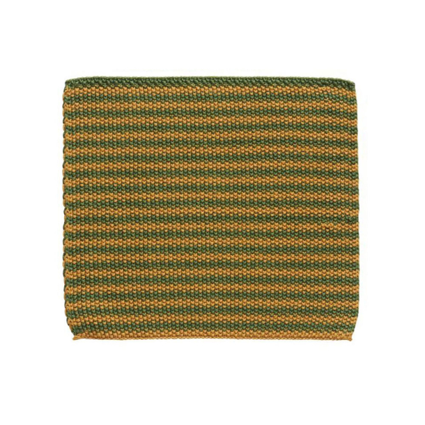 Strikket karklud - sennepsgul/gr�n