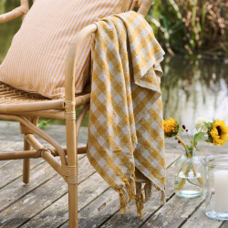 Bomuldsplaid - ternet - gul