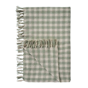 Bomuldsplaid - ternet - gr�n