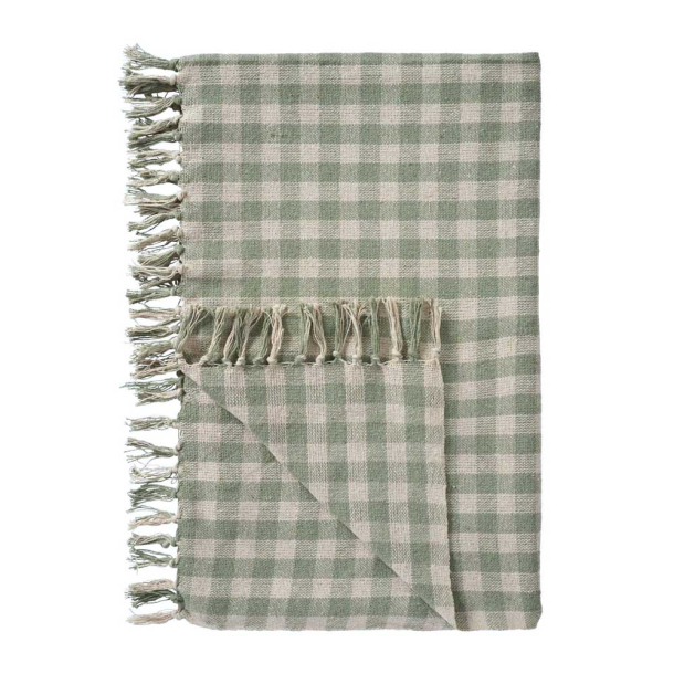 Bomuldsplaid - ternet - gr�n