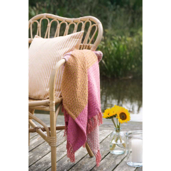 Bomuldsplaid - pink/mustard