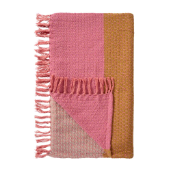 Bomuldsplaid - pink/mustard