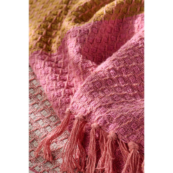 Bomuldsplaid - pink/mustard