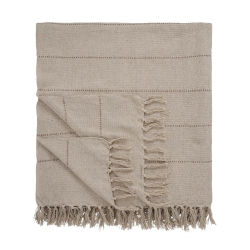 Senget�ppe creme med tynde beige striper 
