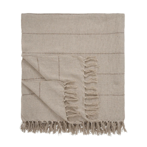 Senget�ppe creme med tynde beige striper 