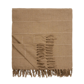 Senget�ppe brun med tynde creme striper