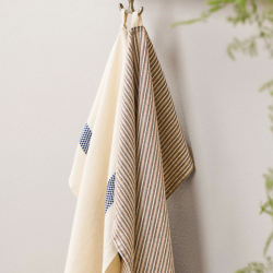 Viskestykke "Else" - natur m. brune &amp; bl� striber