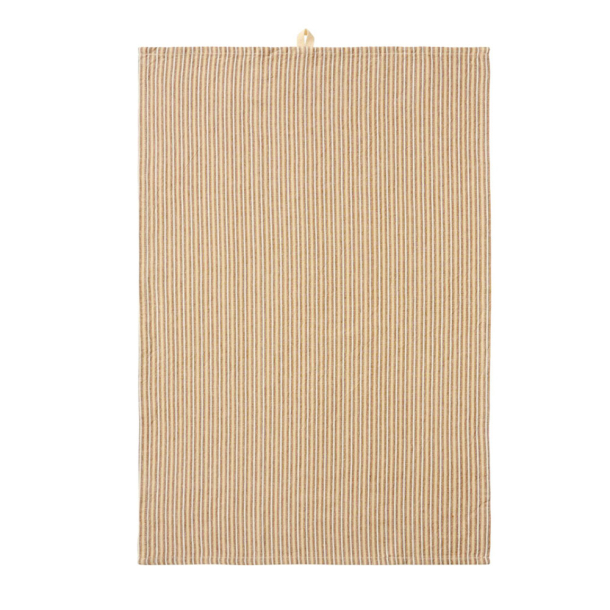 Viskestykke "Else" - natur m. brune &amp; bl� striber