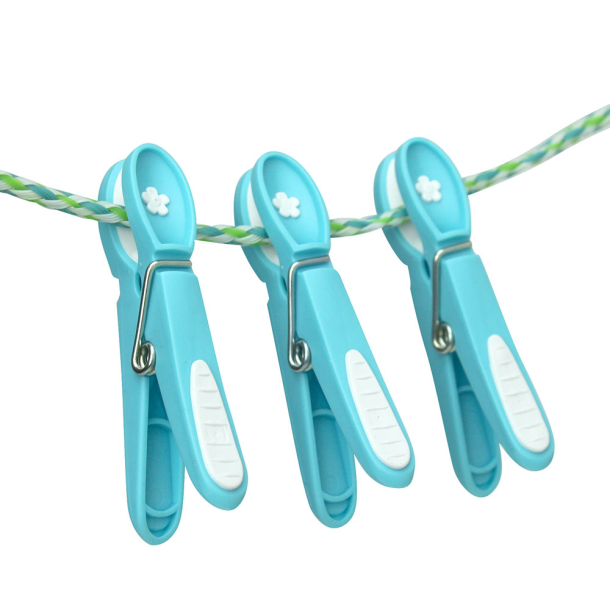 T�jklemme - turkis med hvid blomst