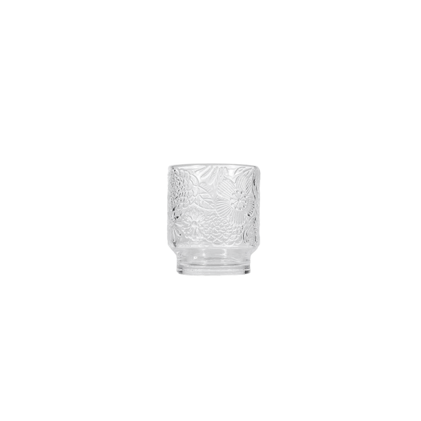 Vandglas i klart glas med blomstret relief m�nster