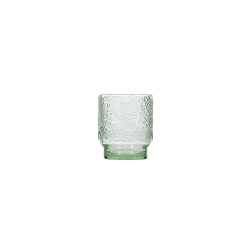 Vandglas i lysegr�nt glas med blomstret relief m�nster