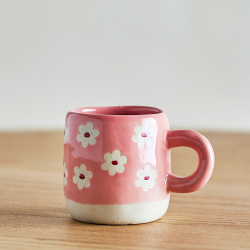 Kop med hank "Millie" - flowers pink