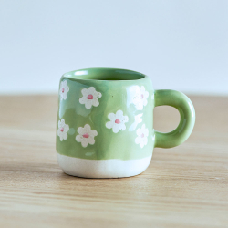 Kop med hank "Millie" - flowers mint