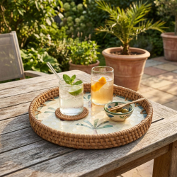 Bakke rattan "Green palms" - rund