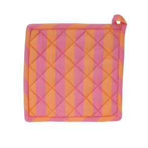 Grydelapper ''Stripes'' 2 stk. - orange/rosa