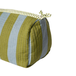 Quiltet toilettaske - stor - gr�n/bl�
