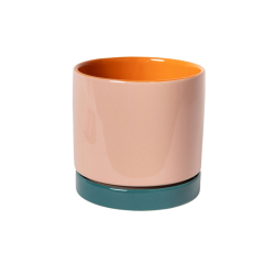Urtepotte orange/pink/petrolium - 12,5 cm.
