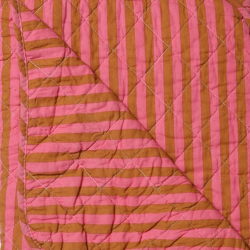 Quilt t�ppe stribet - pink/brun