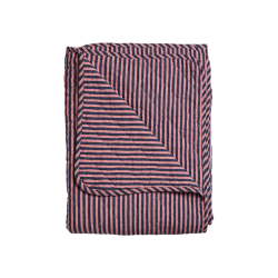 Quilt t�ppe stribet - bl�/pink