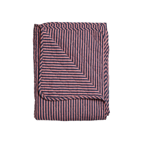 Quilt t�ppe stribet - bl�/pink