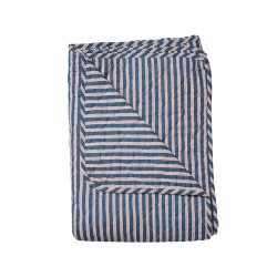 Quilt t�ppe stribet - bl�/hvid/r�d