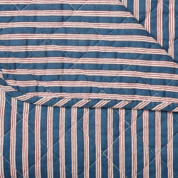 Quilt t�ppe stribet - bl�/hvid/r�d