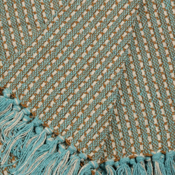 Bomuldsplaid - Blocks - tyrkis/mustard