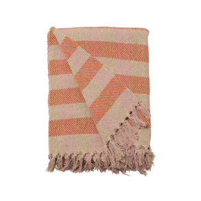 Bomuldsplaid - tern - lyserd/orange