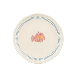 Middagstallerken "Ariane" - lyser�d/bl� dragefisk