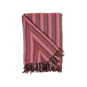 Bomuldsplaid - zigzag - pink/multi