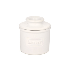 Hvid sm�rklokke med relief af teksten butter