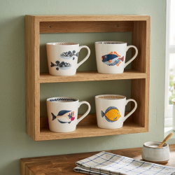 Krus med hank "Fladfisk" - gul