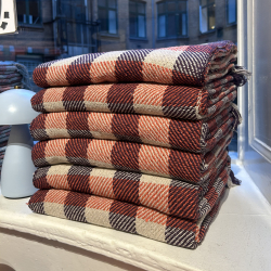 Bomuldsplaid - tern - lyserd/lilla