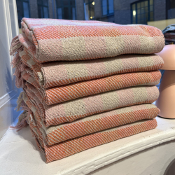 Bomuldsplaid - tern - lyserd/orange