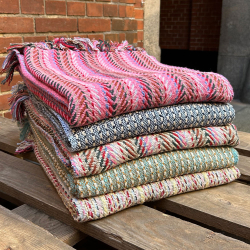 Bomuldsplaid - zigzag - multi