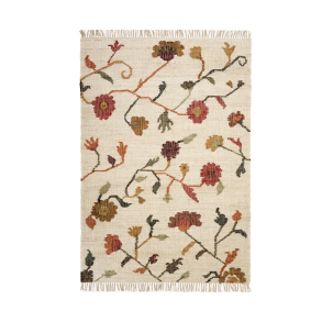 H�ndv�vet gulvt�ppe i jute - ''Flowers''