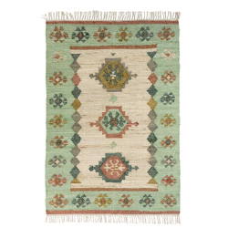 Gulvt�ppe i jute - mint/rust