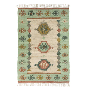 Gulvt�ppe i jute - mint/rust