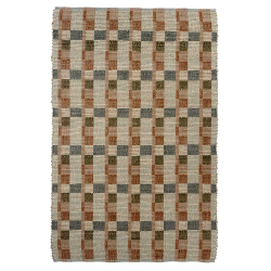 Gulvt�ppe i jute ''Cubes'' - rust/bl�