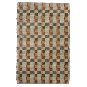 Gulvt�ppe i jute ''Cubes'' - rust/bl�