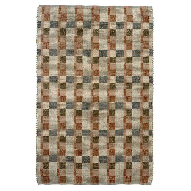 Gulvt�ppe i jute ''Cubes'' - rust/bl�